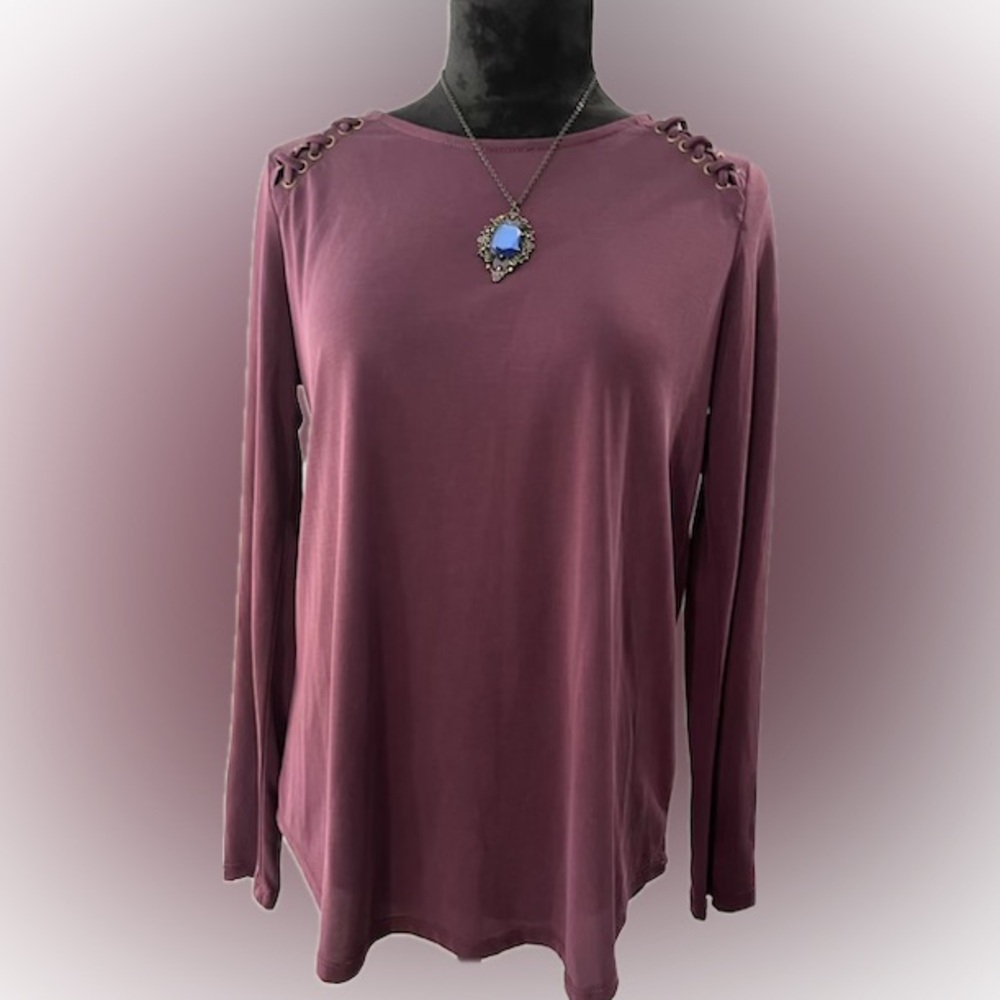 PINK REPUBLIC Plum Long Sleeve Top with Shoulder Details